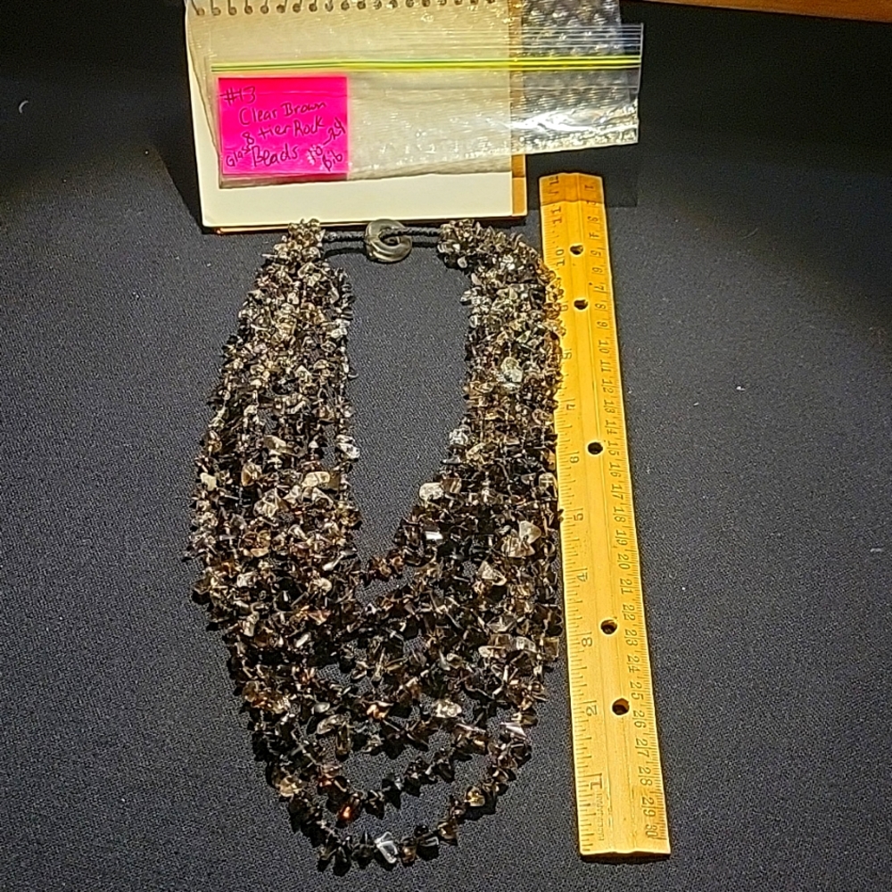 16"-24" 8 teired bibbed earth toned translucent glass beaded necklace